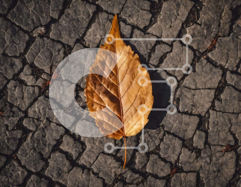 Intra Συλλεκτικό Ξύλινο Παζλ Plywood  4mm - Φθινοπωρινό φύλλο σε ραγισμένο έδαφος Σε Ξύλινο Κουτί - Διαστάσεις: 10x10 cm – 25 κομμάτια