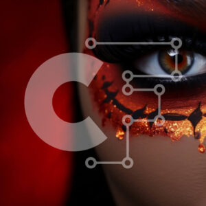 Intra Συλλεκτικό Ξύλινο Παζλ Plywood  4mm - Γυναίκα με μακιγιάζ ματιών εμπνευσμένο από το Halloween Σε Ξύλινο Κουτί - Διαστάσεις Puzzle: 10x10 cm – 25 κομμάτια