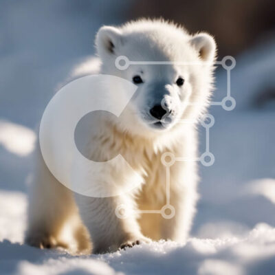 Intra Συλλεκτικό Ξύλινο Παζλ Plywood  4mm - Αξιολάτρευτο πολικό αρκουδάκι που στέκεται στο χιόνι Σε Ξύλινο Κουτί - Διαστάσεις: 10x10 cm – 25 κομμάτια - Image 1