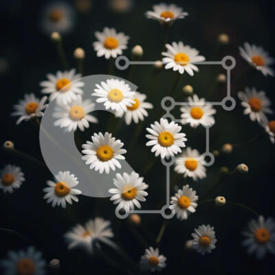 Intra Συλλεκτικό Ξύλινο Παζλ Plywood 4mm - Όμορφη εικόνα λευκών μαργαριτών σε σκούρο φόντο Σε Ξύλινο Κουτί - Διαστάσεις: 10x10 cm – 25 κομμάτια - Image 1