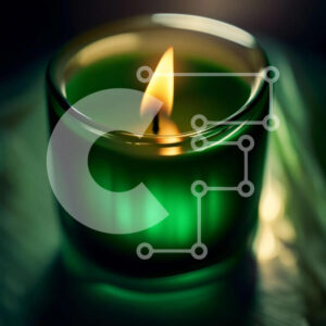 Intra Συλλεκτικό Ξύλινο Παζλ Plywood  4mm - Εκπληκτική εικόνα ενός πράσινου κεριού σε μια σκοτεινή επιφάνεια Σε Ξύλινο Κουτί - Διαστάσεις: 10x10 cm – 25 κομμάτια