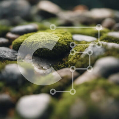 Intra Συλλεκτικό Ξύλινο Παζλ Plywood  4mm - Άποψη από κοντά των βράχων που καλύπτονται από βρύα Σε Ξύλινο Κουτί - Διαστάσεις: 10x10 cm – 25 κομμάτια - Image 1