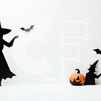 Intra Συλλεκτικό Ξύλινο Παζλ Plywood  4mm - Τρομακτικές αποκριάτικες διακοσμήσεις με μάγισσες, νυχτερίδες και κολοκύθες Σε Ξύλινο Κουτί - Διαστάσεις Puzzle: 10x10 cm – 25 κομμάτια - Image 1