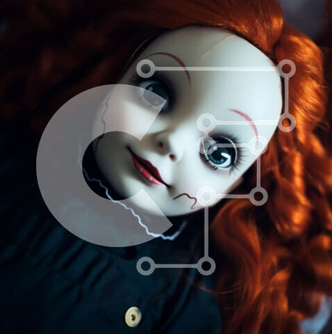 Intra Συλλεκτικό Ξύλινο Παζλ Plywood 4mm - Vintage κούκλα με μακριά κόκκινα μαλλιά και μαύρα μάτια Σε Ξύλινο Κουτί - Διαστάσεις Puzzle: 10x10 cm – 25 κομμάτια - Image 1