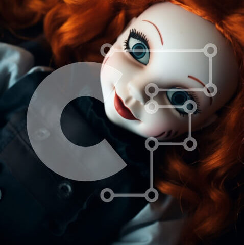 Intra Συλλεκτικό Ξύλινο Παζλ Plywood 4mm - Κοκκινομάλλα κούκλα με μπλε μάτια ξαπλωμένη Σε Ξύλινο Κουτί - Διαστάσεις: 10x10 cm – 25 κομμάτια - Image 1