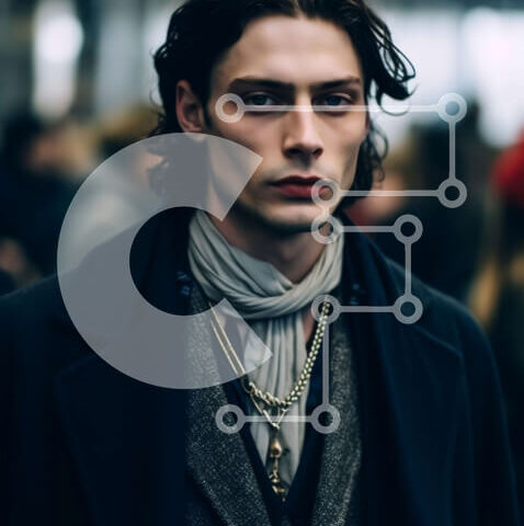 Intra Συλλεκτικό Ξύλινο Παζλ Plywood  4mm - Συλλογισμένος άνδρας που στέκεται σε πολυσύχναστο δρόμο της πόλης Σε Ξύλινο Κουτί - Διαστάσεις Puzzle: 10x10 cm – 25 κομμάτια - Image 1