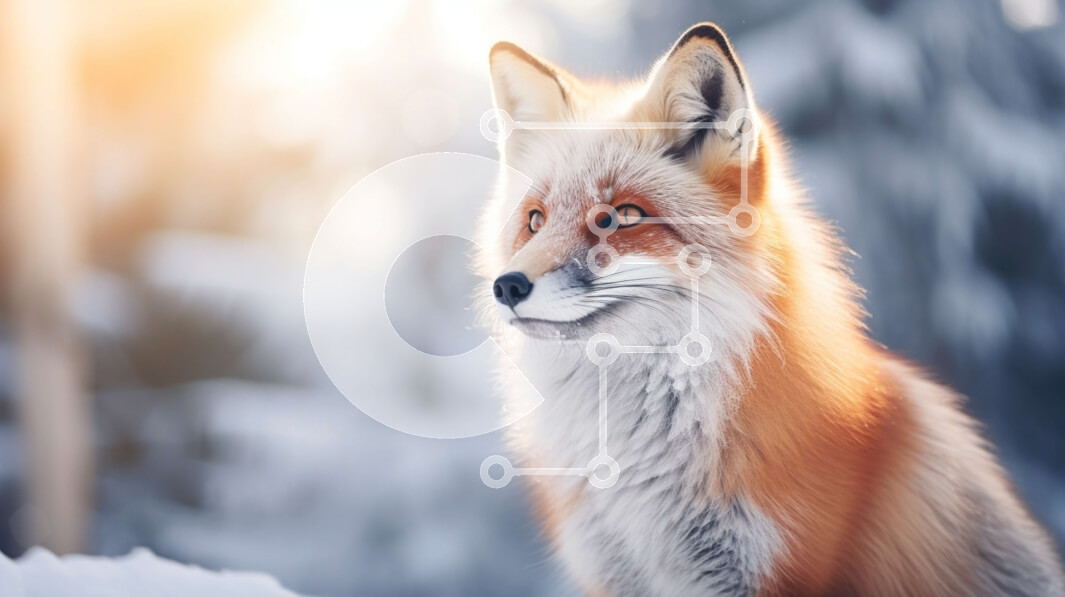 Intra Συλλεκτικό Ξύλινο Παζλ Plywood  4mm - Κόκκινη αλεπού που κάθεται στο χιόνι Σε Ξύλινο Κουτί - Διαστάσεις: 10x10 cm – 25 κομμάτια