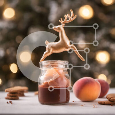 Intra Συλλεκτικό Ξύλινο Παζλ Plywood 4mm - Χρυσός τάρανδος σε βάζο σοκολάτας με ροδάκινα και μπισκότα Σε Ξύλινο Κουτί - Διαστάσεις Puzzle: 10x10 cm – 25 κομμάτια - Image 1