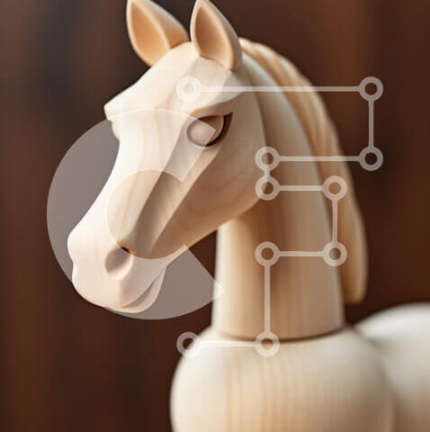 Intra Συλλεκτικό Ξύλινο Παζλ Plywood 4mm - Όμορφο ξύλινο άγαλμα αλόγων με ρεαλιστικές λεπτομέρειες Σε Ξύλινο Κουτί - Διαστάσεις: 10x10 cm – 25 κομμάτια - Image 1