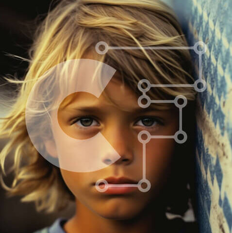 Intra Συλλεκτικό Ξύλινο Παζλ Plywood  4mm - Πορτρέτο ενός όμορφου νεαρού αγοριού με ξανθά μαλλιά και μπλε μάτια Σε Ξύλινο Κουτί - Διαστάσεις Puzzle: 10x10 cm – 25 κομμάτια - Image 1