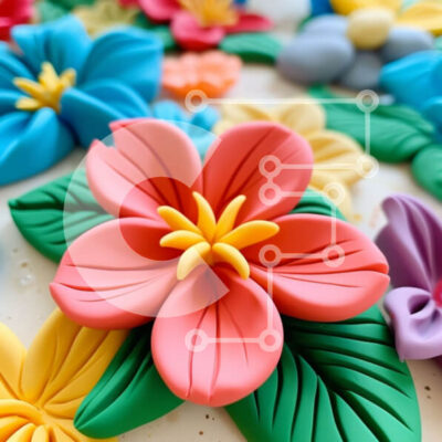 Intra Συλλεκτικό Ξύλινο Παζλ Plywood  4mm - Κοντινό πλάνο από πολύχρωμα πλαστικά λουλούδια σε λευκή επιφάνεια Σε Ξύλινο Κουτί - Διαστάσεις Puzzle: 10x10 cm – 25 κομμάτια - Image 1