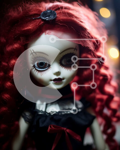 Intra Συλλεκτικό Ξύλινο Παζλ Plywood  4mm - Κοκκινομάλλα κούκλα με μαύρο μακιγιάζ Σε Ξύλινο Κουτί - Διαστάσεις Puzzle: 10x10 cm – 25 κομμάτια