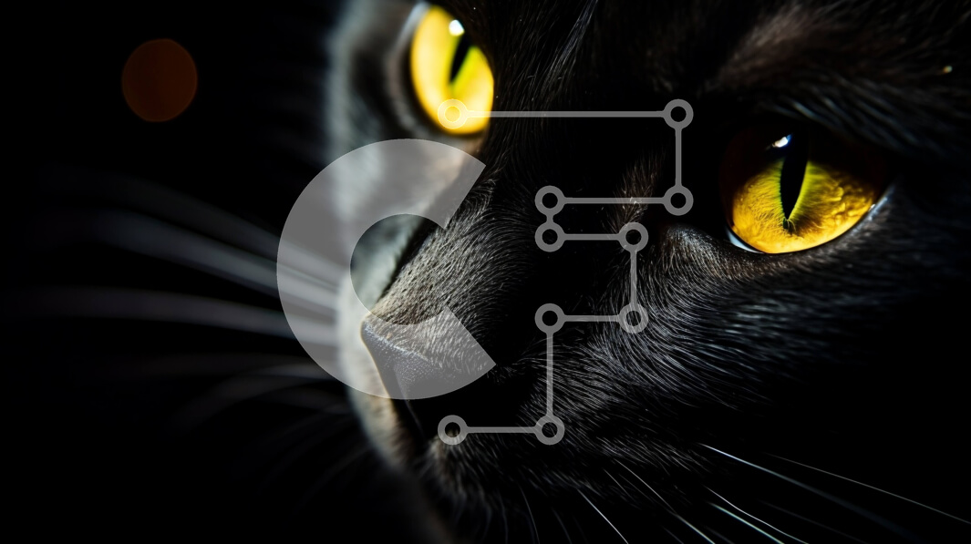 Intra Συλλεκτικό Ξύλινο Παζλ Plywood  4mm - Κοντινό πλάνο της μαύρης γάτας με τα κίτρινα μάτια Σε Ξύλινο Κουτί - Διαστάσεις: 10x10 cm – 25 κομμάτια