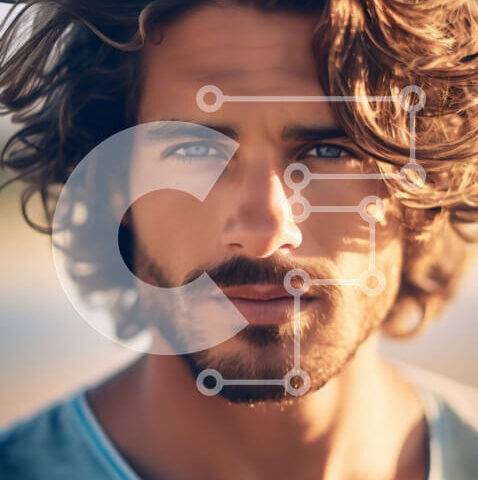 Intra Συλλεκτικό Ξύλινο Παζλ Plywood 4mm - Έντονο πορτρέτο ενός άνδρα με μακριά μαλλιά και γένια Σε Ξύλινο Κουτί - Διαστάσεις Puzzle: 10x10 cm – 25 κομμάτια - Image 1