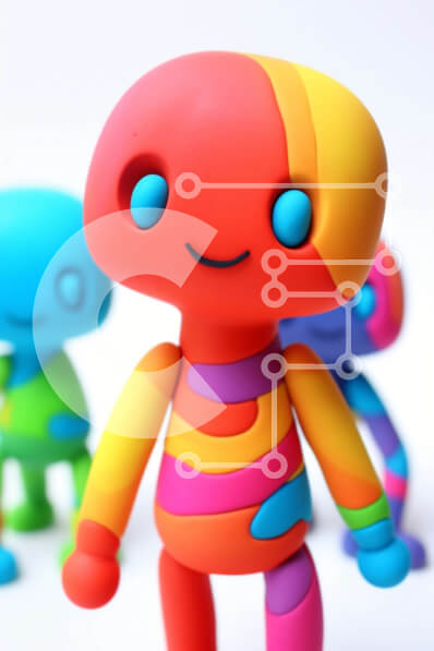 Intra Συλλεκτικό Ξύλινο Παζλ Plywood  4mm - Πολύχρωμα ρομπότ παιχνιδιών που στέκονται το ένα δίπλα στο άλλο Σε Ξύλινο Κουτί - Διαστάσεις: 10x10 cm – 25 κομμάτια