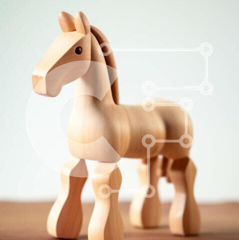 Intra Συλλεκτικό Ξύλινο Παζλ Plywood  4mm - Κλασικό ξύλινο παιχνίδι αλόγων με φιλική έκφραση Σε Ξύλινο Κουτί - Διαστάσεις: 10x10 cm – 25 κομμάτια - Image 1