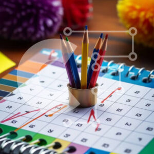 Intra Συλλεκτικό Ξύλινο Παζλ Plywood  4mm - Πολύχρωμα μολύβια στην κορυφή ενός ημερολογίου - φωτογραφία αρχείου Σε Ξύλινο Κουτί - Διαστάσεις: 10x10 cm – 25 κομμάτια