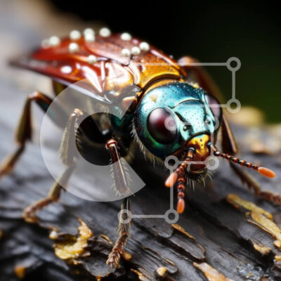 Intra Συλλεκτικό Ξύλινο Παζλ Plywood  4mm - Όμορφη εικόνα ενός πολύχρωμου σκαθαριού σε ένα κλαδί δέντρου Σε Ξύλινο Κουτί - Διαστάσεις: 10x10 cm – 25 κομμάτια - Image 1