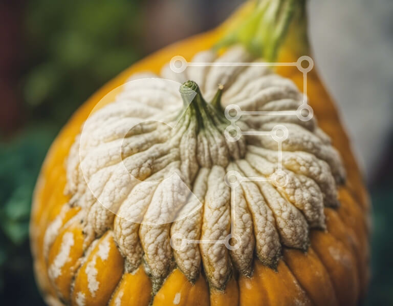 Intra Συλλεκτικό Ξύλινο Παζλ Plywood  4mm - Κοντινό πλάνο πορτοκαλί κολοκύθας σε πράσινα φύλλα Σε Ξύλινο Κουτί - Διαστάσεις: 10x10 cm – 25 κομμάτια