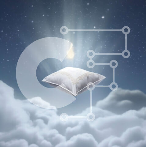 Intra Συλλεκτικό Ξύλινο Παζλ Plywood 4mm - Ονειρική εικόνα ενός μαξιλαριού που επιπλέει ανάμεσα στα σύννεφα Σε Ξύλινο Κουτί - Διαστάσεις Puzzle: 10x10 cm – 25 κομμάτια - Image 1