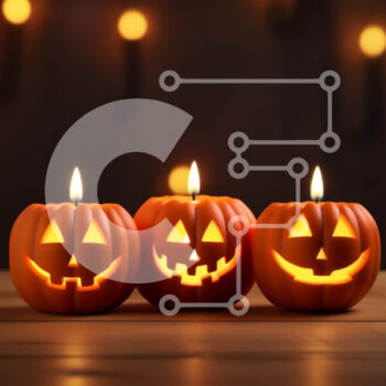 Intra Συλλεκτικό Ξύλινο Παζλ Plywood  4mm - Απόκριες κολοκύθες σε ένα ξύλινο τραπέζι με αναμμένα κεριά Σε Ξύλινο Κουτί - Διαστάσεις Puzzle: 10x10 cm – 25 κομμάτια - Image 1