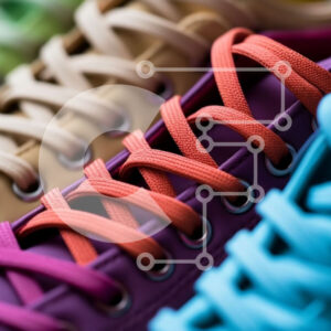 Intra Συλλεκτικό Ξύλινο Παζλ Plywood  4mm - Πολύχρωμα αθλητικά παπούτσια με ζωηρά κορδόνια Σε Ξύλινο Κουτί - Διαστάσεις Puzzle: 10x10 cm – 25 κομμάτια