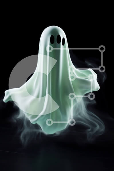 Intra Συλλεκτικό Ξύλινο Παζλ Plywood  4mm - Spooky White Ghost with Smoke Σε Ξύλινο Κουτί - Διαστάσεις Puzzle: 10x10 cm – 25 κομμάτια