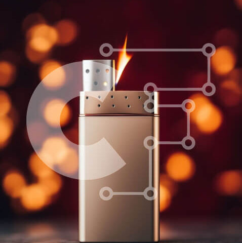 Intra Συλλεκτικό Ξύλινο Παζλ Plywood  4mm - Κομψός και μοντέρνος χρυσός αναπτήρας με αναμμένη φλόγα Σε Ξύλινο Κουτί - Διαστάσεις: 10x10 cm – 25 κομμάτια - Image 1