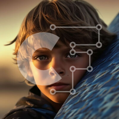 Intra Συλλεκτικό Ξύλινο Παζλ Plywood  4mm - Όμορφη εικόνα του νεαρού αγοριού στην παραλία κατά τη διάρκεια του ηλιοβασιλέματος Σε Ξύλινο Κουτί - Διαστάσεις Puzzle: 10x10 cm – 25 κομμάτια - Image 1