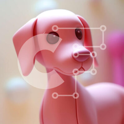 Intra Συλλεκτικό Ξύλινο Παζλ Plywood  4mm - Ροζ-παιχνιδόσκυλο με πολύχρωμες μπάλες Σε Ξύλινο Κουτί - Διαστάσεις Puzzle: 10x10 cm – 25 κομμάτια - Image 1