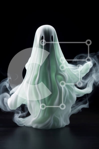 Intra Συλλεκτικό Ξύλινο Παζλ Plywood  4mm - Λευκό ειδώλιο φάντασμα που επιπλέει στον αέρα με καπνό Σε Ξύλινο Κουτί - Διαστάσεις Puzzle: 10x10 cm – 25 κομμάτια