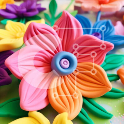 Intra Συλλεκτικό Ξύλινο Παζλ Plywood  4mm - Πολύχρωμα πλαστικά λουλούδια τοποθετημένα σε κύκλο Σε Ξύλινο Κουτί - Διαστάσεις Puzzle: 10x10 cm – 25 κομμάτια - Image 1