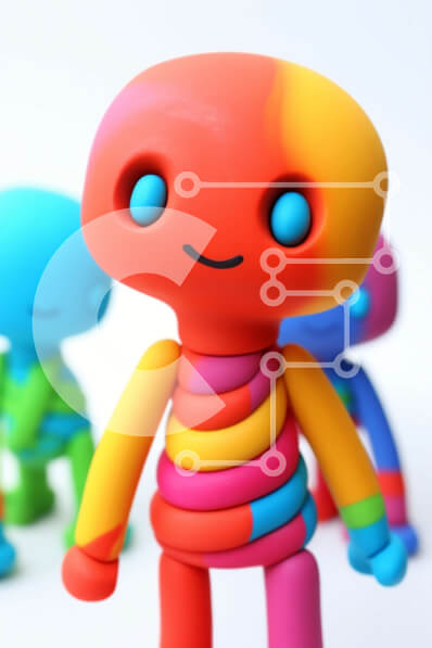 Intra Συλλεκτικό Ξύλινο Παζλ Plywood  4mm - Πολύχρωμα ρομπότ παιχνιδιών που στέκονται μαζί Σε Ξύλινο Κουτί - Διαστάσεις: 10x10 cm – 25 κομμάτια