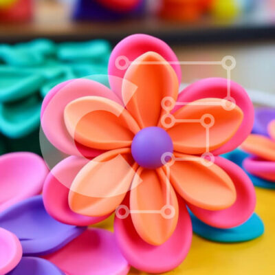 Intra Συλλεκτικό Ξύλινο Παζλ Plywood  4mm - Πολύχρωμα πλαστικά λουλούδια σε ένα τραπέζι Σε Ξύλινο Κουτί - Διαστάσεις Puzzle: 10x10 cm – 25 κομμάτια - Image 1