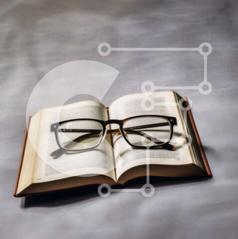 Intra Συλλεκτικό Ξύλινο Παζλ Plywood  4mm - Κομψή εικόνα ενός ανοιχτού βιβλίου με γυαλιά Σε Ξύλινο Κουτί - Διαστάσεις Puzzle: 10x10 cm – 25 κομμάτια - Image 1