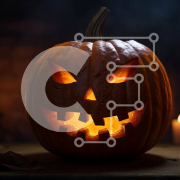 Intra Συλλεκτικό Ξύλινο Παζλ Plywood  4mm - Σκαλισμένη και αναμμένη κολοκύθα με κεριά στο σκοτάδι Σε Ξύλινο Κουτί - Διαστάσεις Puzzle: 10x10 cm – 25 κομμάτια - Image 1