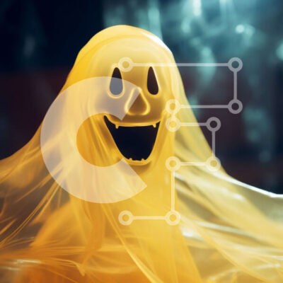 Intra Συλλεκτικό Ξύλινο Παζλ Plywood 4mm - Χαμογελώντας κίτρινη φιγούρα φαντασμάτων για το Halloween Σε Ξύλινο Κουτί - Διαστάσεις Puzzle: 10x10 cm – 25 κομμάτια - Image 1