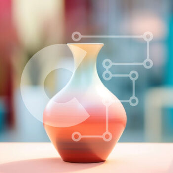 Intra Συλλεκτικό Ξύλινο Παζλ Plywood  4mm - Πορτοκαλί και κόκκινο βάζο στο τραπέζι με φυτά σε γλάστρες Σε Ξύλινο Κουτί - Διαστάσεις Puzzle: 10x10 cm – 25 κομμάτια - Image 1