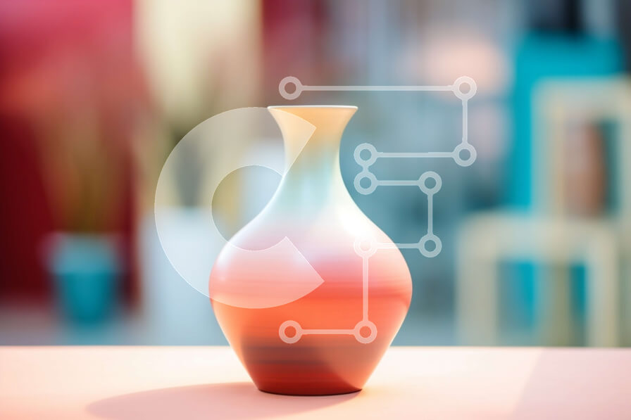 Intra Συλλεκτικό Ξύλινο Παζλ Plywood  4mm - Πορτοκαλί και κόκκινο βάζο στο τραπέζι με φυτά σε γλάστρες Σε Ξύλινο Κουτί - Διαστάσεις Puzzle: 10x10 cm – 25 κομμάτια