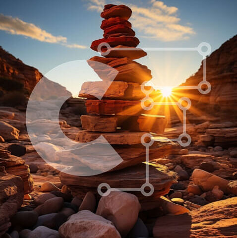 Intra Συλλεκτικό Ξύλινο Παζλ Plywood  4mm - Εκπληκτική θέα στο ηλιοβασίλεμα της πυραμίδας του βράχου Σε Ξύλινο Κουτί - Διαστάσεις: 10x10 cm – 25 κομμάτια - Image 1