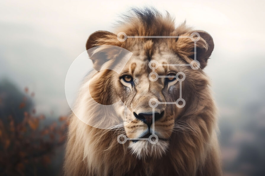 Intra Συλλεκτικό Ξύλινο Παζλ Plywood  4mm - Κοντινό πλάνο του ενήλικου λιονταριού στο δάσος Σε Ξύλινο Κουτί - Διαστάσεις: 10x10 cm – 25 κομμάτια