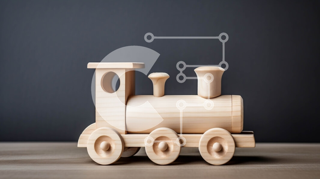 Intra Συλλεκτικό Ξύλινο Παζλ Plywood  4mm - Όμορφη εικόνα ενός ξύλινου παιχνιδιού τρένου σε ένα τραπέζι Σε Ξύλινο Κουτί - Διαστάσεις: 10x10 cm – 25 κομμάτια