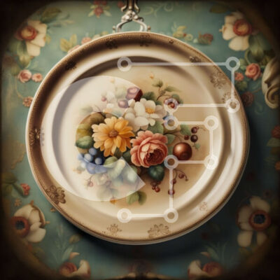 Intra Συλλεκτικό Ξύλινο Παζλ Plywood  4mm - Όμορφο διακοσμητικό πιάτο με λουλουδάτο σχέδιο στον τοίχο Σε Ξύλινο Κουτί - Διαστάσεις: 10x10 cm – 25 κομμάτια - Image 1