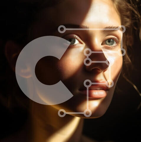 Intra Συλλεκτικό Ξύλινο Παζλ Plywood 4mm - Σοβαρό πορτρέτο μιας νεαρής γυναίκας με μακριά σγουρά μαλλιά και κίτρινο πουκάμισο Σε Ξύλινο Κουτί - Διαστάσεις Puzzle: 10x10 cm – 25 κομμάτια - Image 1