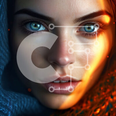 Intra Συλλεκτικό Ξύλινο Παζλ Plywood  4mm - Σοβαρό πορτρέτο μιας γυναίκας με μπλε μάτια και σγουρά μαλλιά Σε Ξύλινο Κουτί - Διαστάσεις Puzzle: 10x10 cm – 25 κομμάτια - Image 1