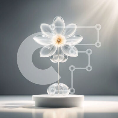 Intra Συλλεκτικό Ξύλινο Παζλ Plywood  4mm - Όμορφη εικόνα ενός καθαρού γυάλινου βάζου με ένα ενιαίο λευκό λουλούδι Σε Ξύλινο Κουτί - Διαστάσεις: 10x10 cm – 25 κομμάτια - Image 1