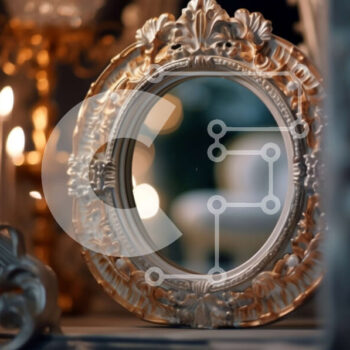 Intra Συλλεκτικό Ξύλινο Παζλ Plywood  4mm - Περίτεχνος καθρέφτης με χρυσό πλαίσιο σε συρταριέρα σε δωμάτιο με χαμηλό φωτισμό με κεριά Σε Ξύλινο Κουτί - Διαστάσεις Puzzle: 10x10 cm – 25 κομμάτια - Image 1