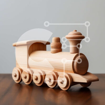 Intra Συλλεκτικό Ξύλινο Παζλ Plywood  4mm - Όμορφη εικόνα ενός ξύλινου παιχνιδιού τρένου σε ένα τραπέζι Σε Ξύλινο Κουτί - Διαστάσεις: 10x10 cm – 25 κομμάτια - Image 1