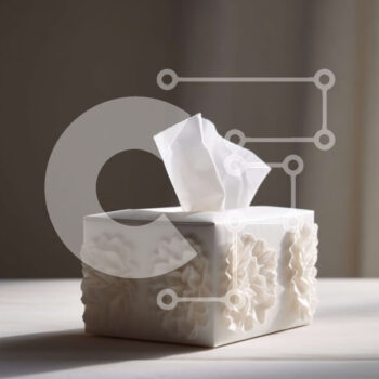 Intra Συλλεκτικό Ξύλινο Παζλ Plywood  4mm - Κουτί χαρτομάντηλου με λουλουδάτο σχέδιο σε ξύλινο τραπέζι μπροστά από το παράθυρο Σε Ξύλινο Κουτί - Διαστάσεις Puzzle: 10x10 cm – 25 κομμάτια - Image 1