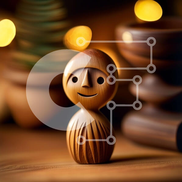 Intra Συλλεκτικό Ξύλινο Παζλ Plywood  4mm - Εορταστική διακόσμηση - Ξύλινο άγαλμα χαμογελαστού άνδρα και χριστουγεννιάτικο δέντρο Σε Ξύλινο Κουτί - Διαστάσεις: 10x10 cm – 25 κομμάτια